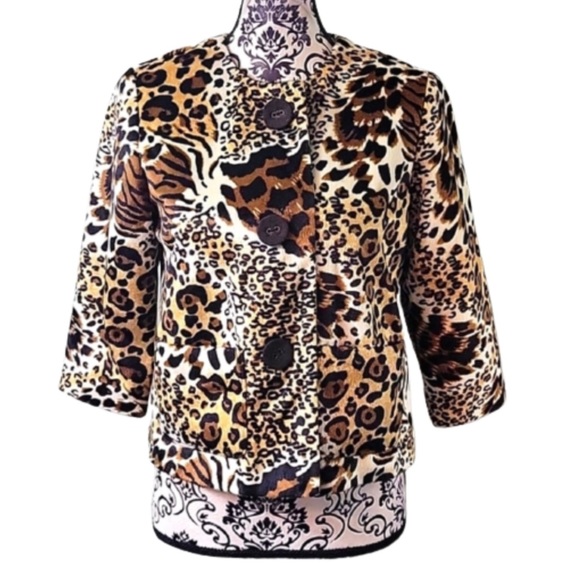Ruby Rd Animal Print Faux Fur Jacket - Picture 2 of 8